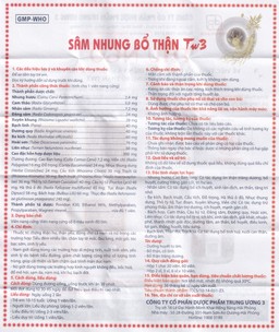 Thuốc Sâm Nhung Bổ Thận TW3 dưỡng huyết tư âm, bổ thận, cố tinh (30 viên)