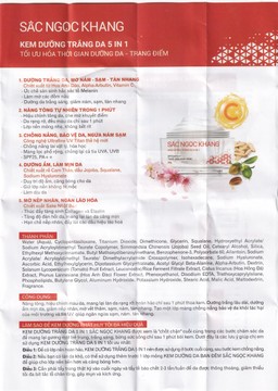 Kem dưỡng trắng da 5 in 1 SPF25/PA++ Sắc Ngọc Khang HTP 30g giúp nâng tông, hiệu chỉnh màu da