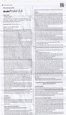 Thuốc SaViProlol 2,5 điều trị tăng huyết áp, đau thắt ngực (3 vỉ x 10 viên) 