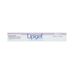 Thuốc Lipiget 20mg Getz hỗ trợ chế độ ăn kiêng trong giảm cholesterol toàn phần (1 vỉ x 10 viên)