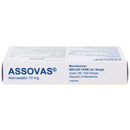 Thuốc Assovas 10mg Assopharma điều trị tăng cholesterol máu nguyên phát (3 vỉ x 10 viên)