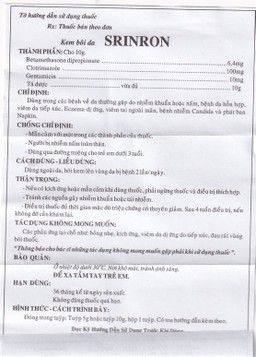 Kem bôi da Srinron 10g Mipharmco điều trị các bệnh về da do nhiễm khuẩn hoặc nấm, bệnh da hỗn hợp