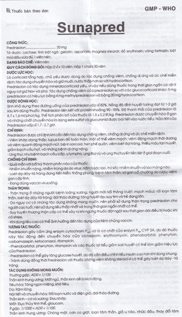 Thuốc Sunapred 20mg Donaipharm chống viêm, chống dị ứng (30 viên) 