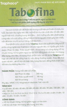 Viên hỗ trợ giảm nguy cơ táo bón Tabofina Traphaco (3 vỉ x 10 viên)
