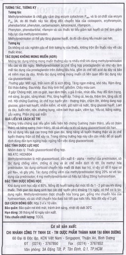 Viên nén TanaMetrol 4mg Thành Nam chống viêm và điều trị viêm khớp dạng thấp, lupus ban đỏ (3 vỉ x 10 viên)