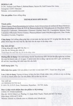 Gel chống nắng cho da mụn và nhạy cảm Teenilicious SPF50 PA+++ hộp 75g