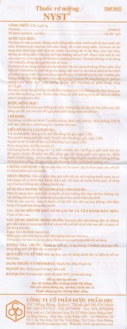 Thuốc rơ miệng Nyst 25.000IU OPC dự phòng và điều trị bệnh Candida miệng (10 gói)