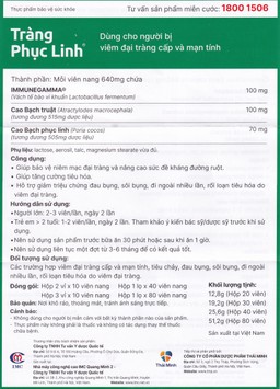 Viên hỗ trợ viêm đại tràng cấp và mãn tính Tràng Phục Linh (2 vỉ x 10 viên)