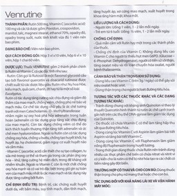 Thuốc Venrutine 500mg/100mg BRV điều trị bệnh trĩ, các chứng xuất huyết dưới da (3 vỉ x 10 viên)