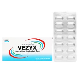 Thuốc Vezyx 5mg Davipharm điều trị viêm mũi dị ứng, mày đay (2 vỉ x 14 viên)