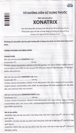 Thuốc Xonatrix 60mg DaviPharm điều trị triệu chứng viêm mũi dị ứng theo mùa (3 vỉ x 10 viên) 