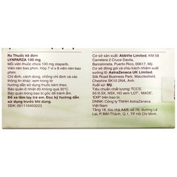 Thuốc Lynparza Tab 100mg AstraZeneca hỗ trợ điều trị ưng thư (7 vỉ x 8 viên)