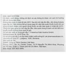 Dung dịch truyền tĩnh mạch Aclasta 5mg Sandoz điều trị loãng xương ở phụ nữ sau mãn kinh