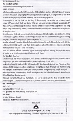 Thuốc Zensalbu 2.5mg CPC1HN kiểm soát co thắt phế quản mạn, điều trị hen nặng cấp tính (2 vỉ x 5 ống)