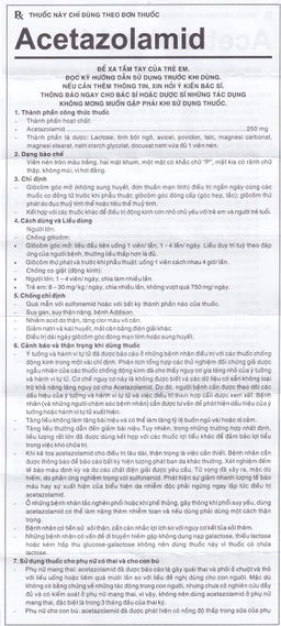 Thuốc Acetazolamid 250mg Pharmedic điều trị glôcôm và động kinh nhẹ (10 vỉ x 10 viên)