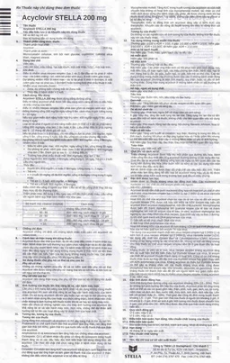 Thuốc Acyclovir Stella 200mg điều trị nhiễm Herpes simplex, Varicella zoster (5 vỉ x 5 viên)