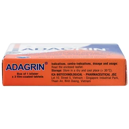 Thuốc Adagrin 50mg điều trị rối loạn cương dương (1 vỉ x 3 viên)