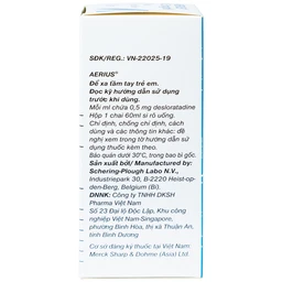 Siro Aerius MSD giảm nhanh các triệu chứng viêm mũi dị ứng, mày đay (60ml)