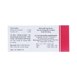 Thuốc Agicardi 5mg Agimexpharm điều trị tăng huyết áp, đau thắt ngực (3 vỉ x 10 viên)