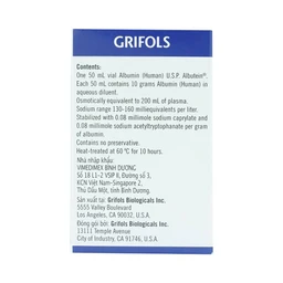 Dịch truyền Albutein 20% Grifols điều trị sốc giảm thể tích (50ml)