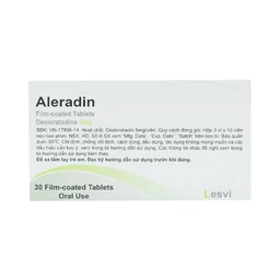 Thuốc Aleradin 5mg giảm các triệu chứng viêm mũi dị ứng theo mùa, mày đay (3 vỉ x 10 viên)