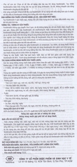 Thuốc Allerphast 180mg Mebiphar điều trị viêm mũi dị ứng theo mùa, mày đay mạn tính vô căn (1 vỉ x 10 viên)