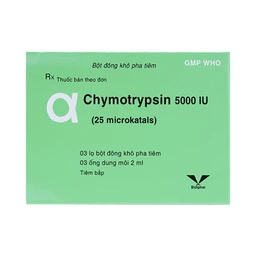 Bột đông khô pha tiêm AlphaChymotripsin 5000IU Bidiphar điều trị phù nề sau chấn thương, phẩu thuật (3 lọ bột x 3 ống dung môi)