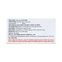 Thuốc Alputine 80mg Arlico hỗ trợ điều trị nhiễm khuẩn hô hấp, viêm mũi dị ứng (6 vỉ x 10 viên)