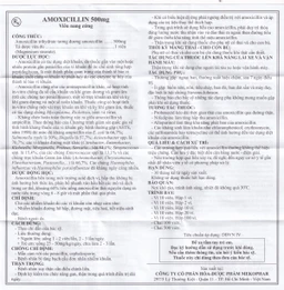 Thuốc Amoxicillin 500mg Mekophar điều trị nhiễm khuẩn (10 vỉ x 10 viên)