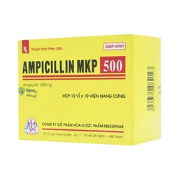 Thuốc Ampicillin MKP 500 Mekophar điều trị nhiễm khuẩn (10 vỉ x 10 viên)