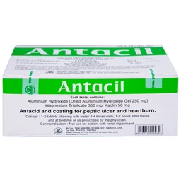 Thuốc Antacil 250mg Thai Nakorn Patana điều trị bệnh loét dạ dày, tá tràng (25 vỉ x 10 viên)