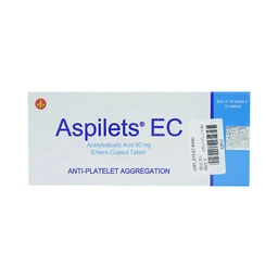 Thuốc Aspilets EC 80mg phòng ngừa nhồi máu cơ tim, đột quỵ (10 vỉ x 10 viên)