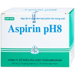Thuốc Aspirin pH8 Mekophar giảm cơn đau nhẹ và vừa, hạ sốt (20 vỉ x 10 viên)