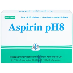 Thuốc Aspirin pH8 Mekophar giảm cơn đau nhẹ và vừa, hạ sốt (20 vỉ x 10 viên)