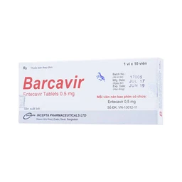 Thuốc Barcavir 0.5mg Incepta điều trị nhiễm virus viêm gan B mạn tính (1 vỉ x 10 viên)
