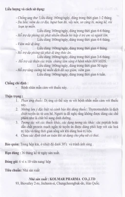 Thuốc Bentarcin 80mg Kolmar chống ung thư, hỗ trợ điều trị tác động vào hệ miễn dịch (6 vỉ x 10 viên)