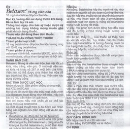 Thuốc Betaserc 16mg Abbott điều trị rối loạn tiền đình (3 vỉ x 20 viên)