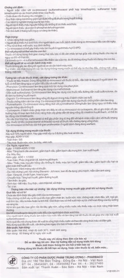 Thuốc Biseptol Pharbaco điều trị nhiễm khuẩn do các vi khuẩn nhạy cảm (1 vỉ x 20 viên)
