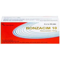 Thuốc Bonzacim 10 Celogen Pharma giảm cholesterol toàn phần (3 vỉ x 10 viên)
