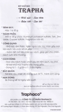 Bột Trapha khử mùi hôi chân và nách (30g)