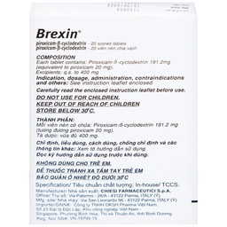 Thuốc Brexin Chiesi giảm các triệu chứng do viêm xương khớp (2 vỉ x 10 viên)