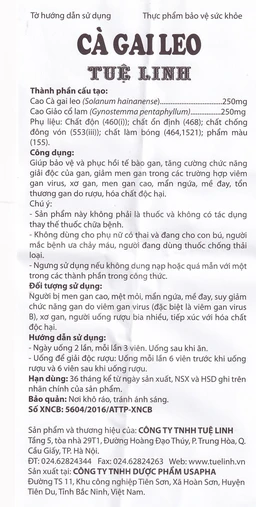 Viên tăng cường chức năng giải độc của gan Cà Gai Leo Tuệ Linh (60 viên)