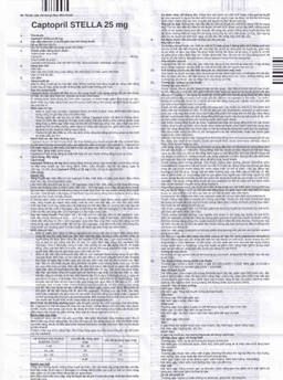 Thuốc Captopril STELLA 25 mg điều trị tăng huyết áp, suy tim sung huyết, nhồi máu cơ tim (10 vỉ x 10 viên)