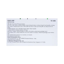 Thuốc Ceclor 375mg Menarini điều trị nhiễm khuẩn (1 vỉ x 10 viên)