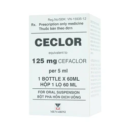 Bột pha hỗn dịch uống Ceclor 125mg Menarini điều trị nhiễm khuẩn (60ml)