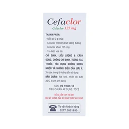 Bột pha hỗn dịch uống Cefaclor 125mg Domesco điều trị nhiễm khuẩn (10 gói)
