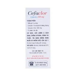 Bột pha hỗn dịch uống Cefaclor 250mg Domesco điều trị nhiễm khuẩn (10 gói)