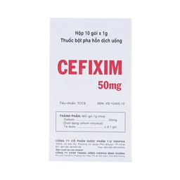 Bột pha hỗn dịch uống Cefixim 50mg Vidipha điều trị nhiễm khuẩn (10 gói)