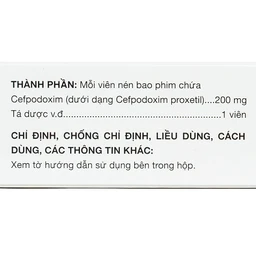Thuốc Cefpodoxim 200mg-HV USP điều trị nhiễm khuẩn (3 vỉ x 10 viên)