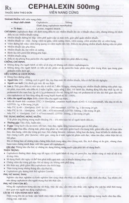 Thuốc Cephalexin 500mg Vidipha điều trị nhiễm khuẩn (10 vỉ x 10 viên)